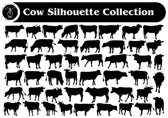 Animal Cow Silhouette Vector Collection for Designers