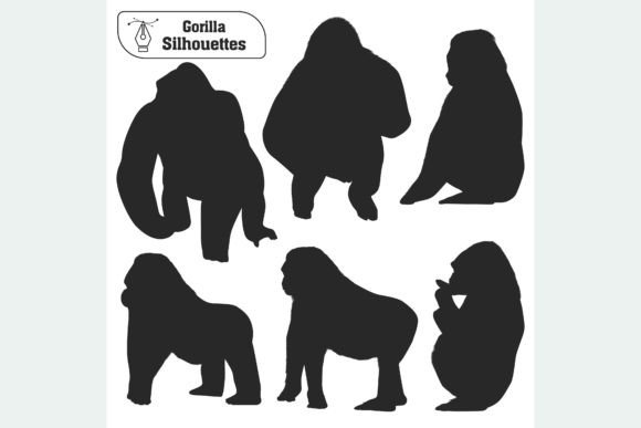 Animal Gorilla Black Silhouettes Vector: Powerful Visual Assets