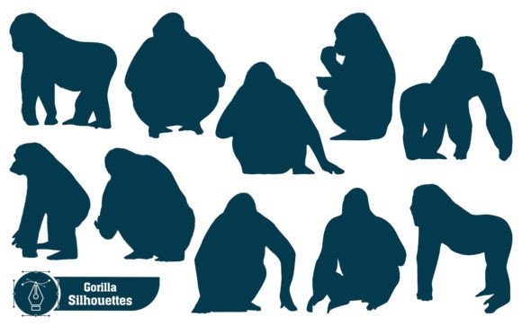 Animal Gorilla Silhouettes: Bold Vector Graphics for Designers