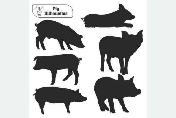 Animal Pig Black Silhouette Vector: Versatile Design Asset