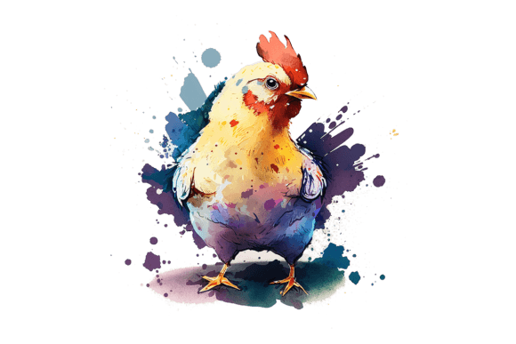 Charming Watercolor Chicken Farm Animal Graphics for Your Projects