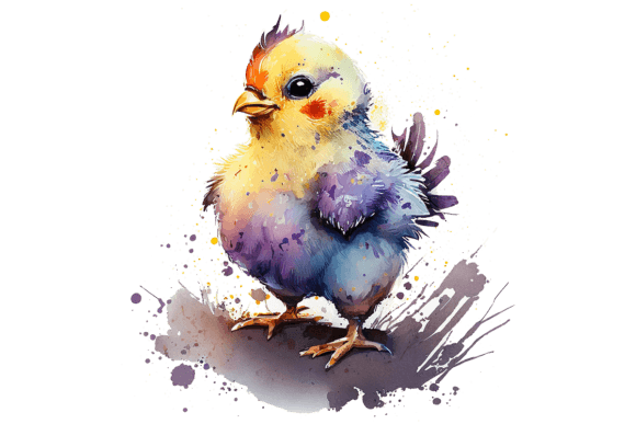 Chick Farm Animal: A Cute Farm Cute Chick Watercolor Sublimation Illustration
