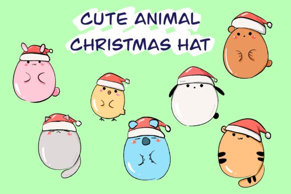 Cute Animal Christmas Hat: Festive Vectors for Creative Projects