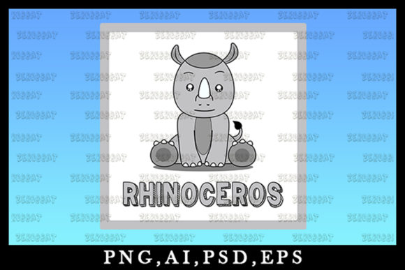 Cute Kawaii Rhinoceros Animal Art V23: A Designer's Delightful Asset