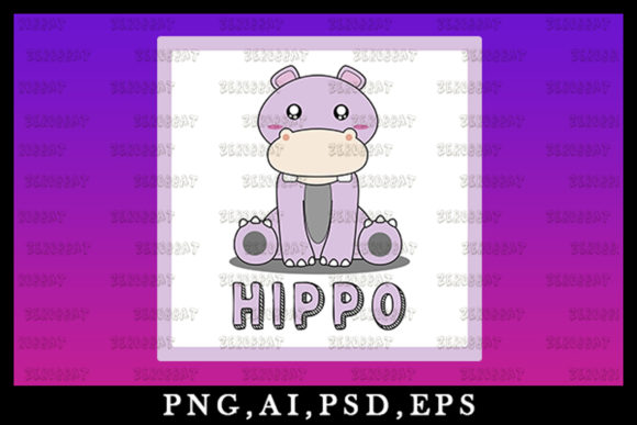 Designing with Charm: Using Cute Kawaii Hippo Animal Clipart V12