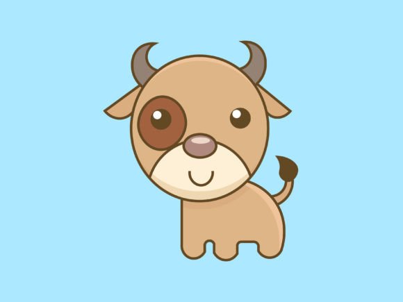 Kawaii Animal Cow Icon: A Charming Design Asset