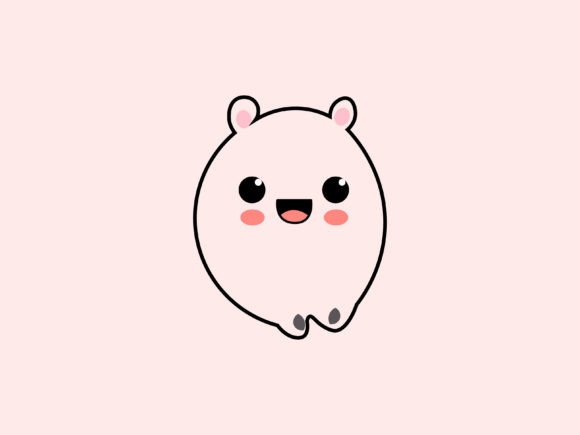 Kawaii White Animal Line Background: Adorable Design Asset